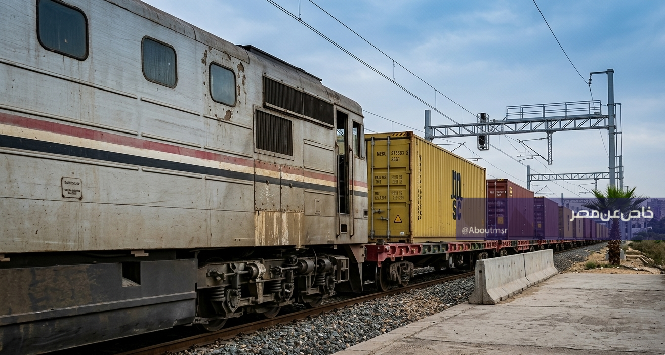 إحدى عربات نقل البضائع عبر السكك الحديدية في مصر