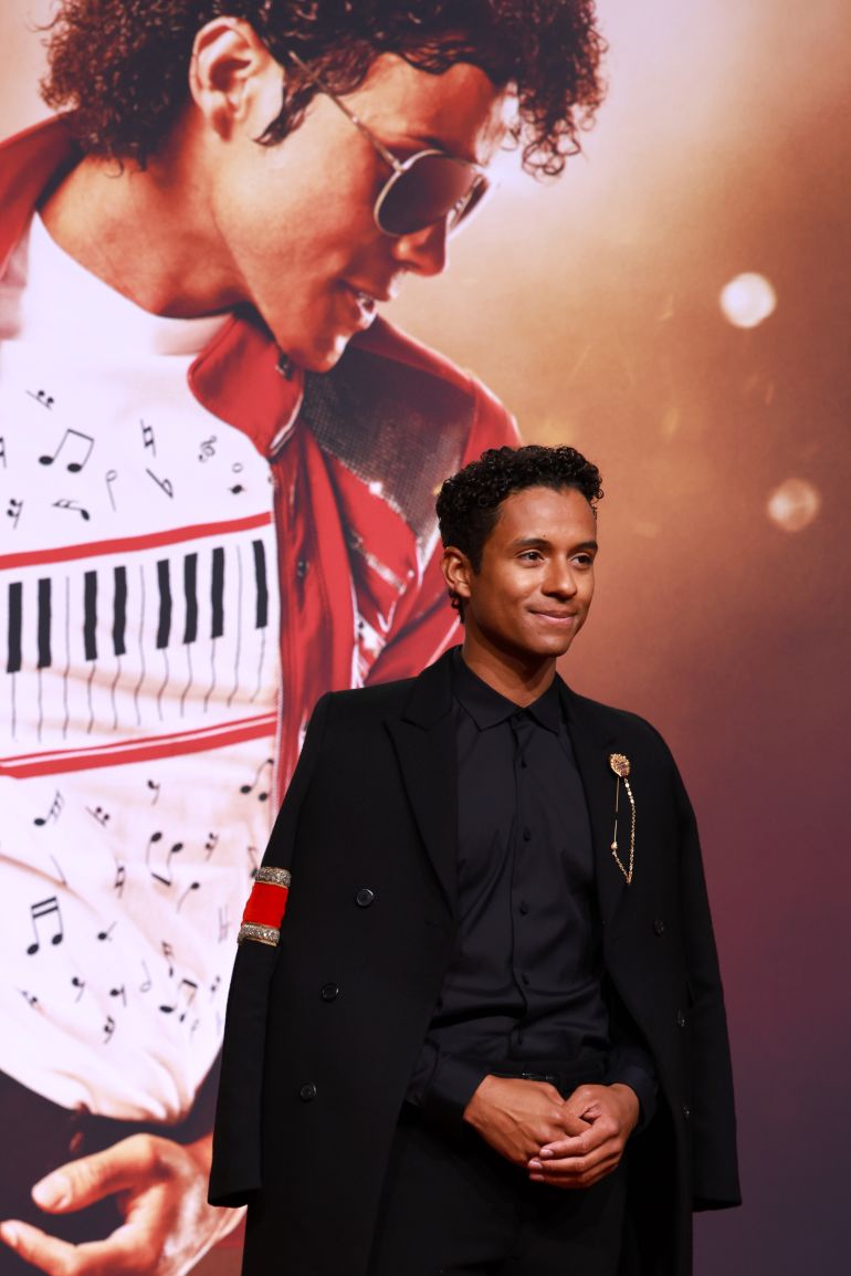 epa12881363 US actor Jaafar Jackson poses on the red carpet while arriving for the premiere of the film 'Michael' in Berlin, Germany, 10 April 2026. The Michael Jackson biopic screens in cinemas from 22 April 2026. EPA/CLEMENS BILAN