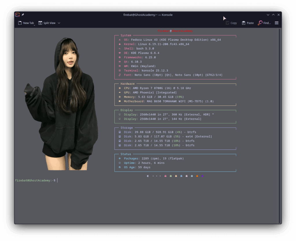 لقد أضفت Eunchae إلى Fastfetch الخاص بي