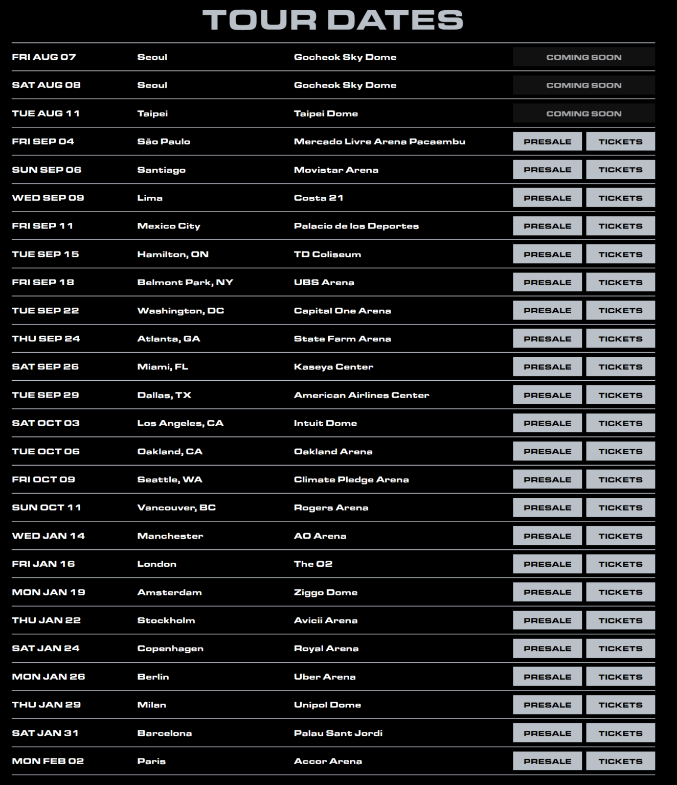 aespa - 2026-27 aespa LIVE TOUR - SYNK: COMPLæXITY (تواريخ الجولة ومعلومات موقع التذاكر)