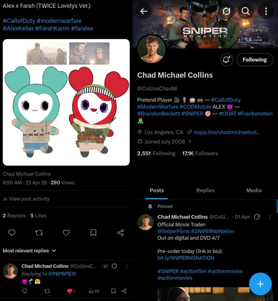 ممثل Call Of Duty أعجب بـ MiChaeng Fanart