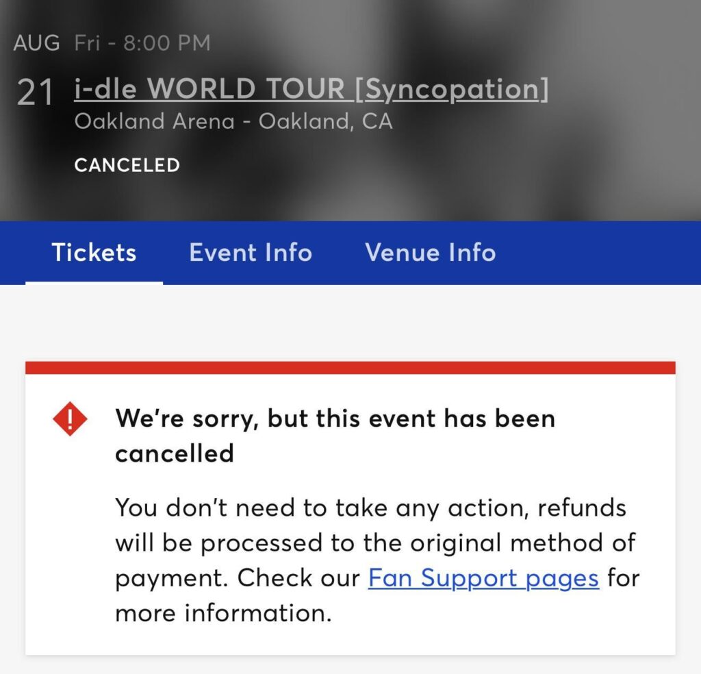 تم إلغاء عرض أوكلاند؟