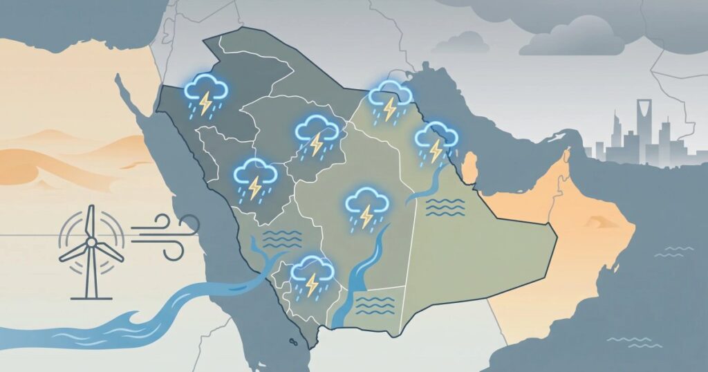 الأرصاد تتوقع أمطاراً رعدية غزيرة وسيولاً على معظم مناطق المملكة اليوم — سبق