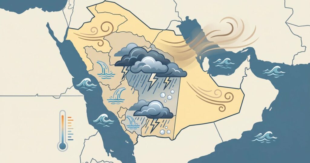 أمطار رعدية وسيول محتملة على 8 مناطق.. واضطراب جوي واسع يمتد من الشمال إلى الجنوب اليوم