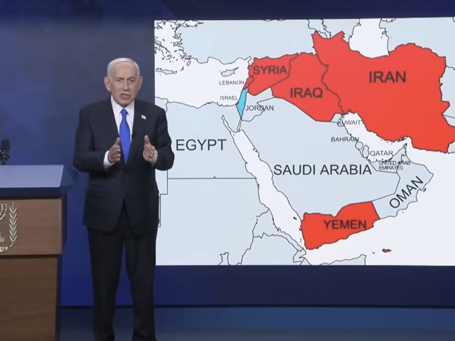 نتنياهو يحدد خصومه على خريطة الشرق الأوسط بالأحمر.. تصعيد أم استعراض سياسي؟ | أخبار نتنياهو يحدد خصومه على خريطة الشرق الأوسط بالأحمر.. تصعيد أم استعراض سياسي؟ | أخبار