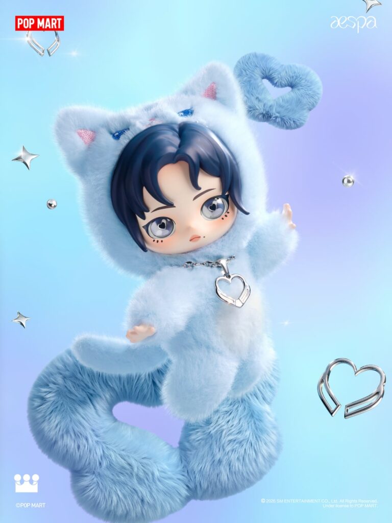 260424 aespa x POP MART - سلسلة Fluffy Club: قلادة دمية قطيفة من الفينيل، حبل هاتف، حامل بطاقات (معاينة سلع التعاون #2)