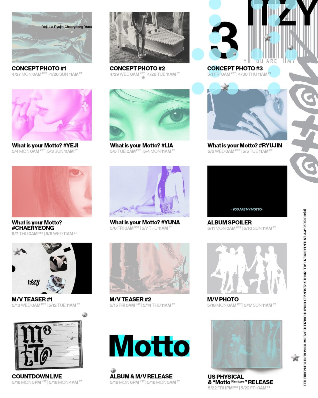 ITZY - الألبوم المصغر الثاني عشر: الشعار (جدول العودة)