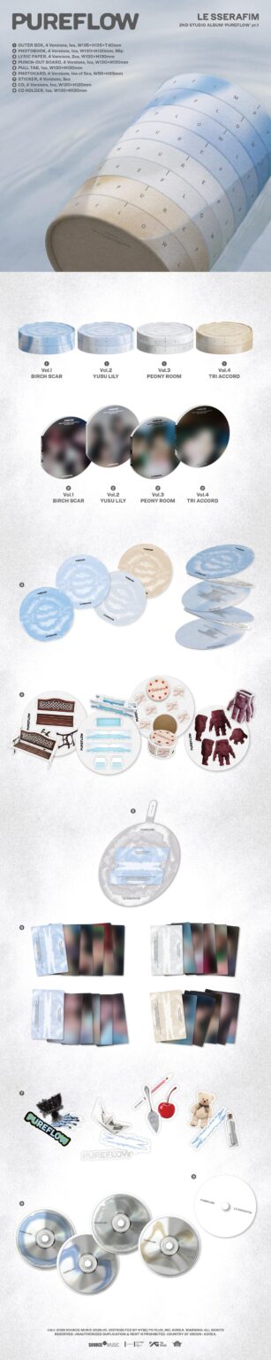 260413 LE SSERAFIM - ألبوم الاستوديو الثاني: PUREFLOW pt.1 (معاينة تغليف الألبوم والبضائع + معلومات الطلب المسبق)