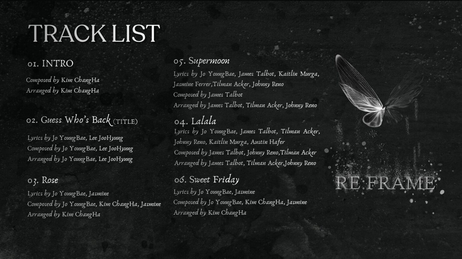 AWU (PIXY Dia، Lola & U_Chae) – RE:FRAME (قائمة الأغاني) AWU (PIXY Dia، Lola & U_Chae) - RE:FRAME (قائمة الأغاني)