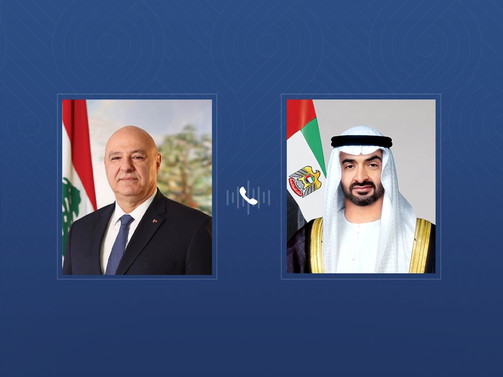 رئيس الدولة يتلقى اتصالاً هاتفياً من الرئيس اللبناني جدد خلاله إدانة الاعتداءات الإيرانية الإرهابية