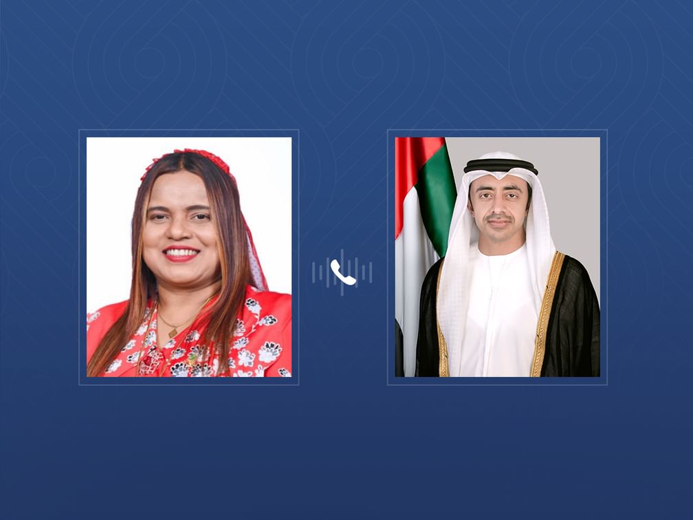 عبدالله بن زايد يهنئ هاتفياً وزيرة خارجية المالديف ويبحثان العلاقات الثنائية بين البلدين عبدالله بن زايد يهنئ هاتفياً وزيرة خارجية المالديف ويبحثان العلاقات الثنائية بين البلدين
