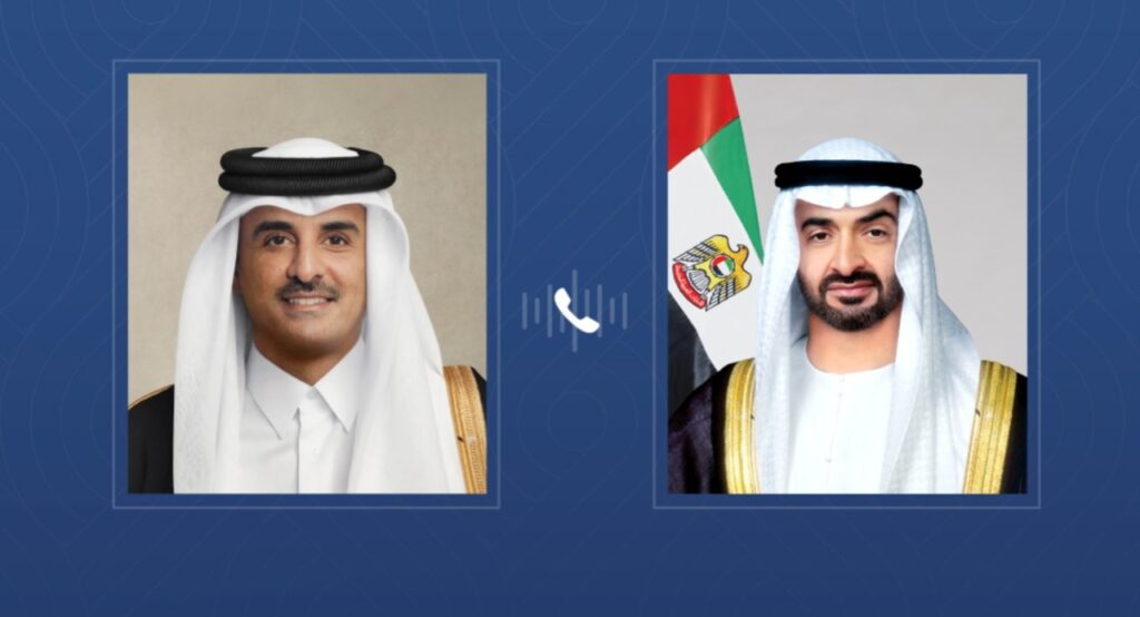 رئيس الدولة يتلقى اتصالاً هاتفياً من أمير قطر رئيس الدولة يتلقى اتصالاً هاتفياً من أمير قطر
