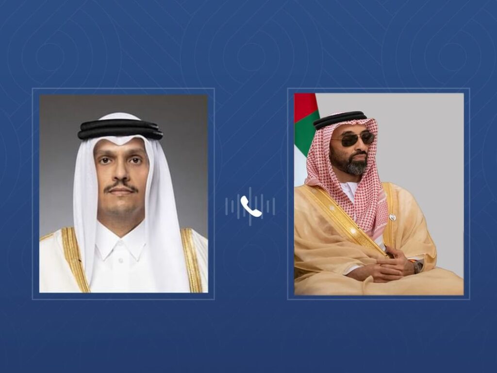 طحنون بن زايد ورئيس الوزراء القطري يبحثان التطورات الإقليمية الراهنة