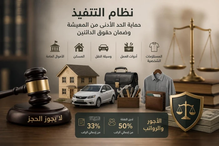 صحيفة المرصد - نظام التنفيذ: تحديد الأموال غير القابلة للحجز ونسب الاستقطاع من الرواتب