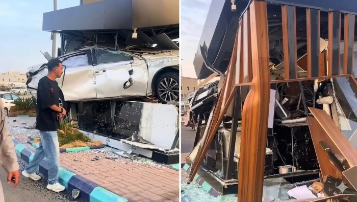 صحيفة المرصد - بالفيديو.. «لكزس» تقتحم مقهى في جدة بسبب السرعة العالية