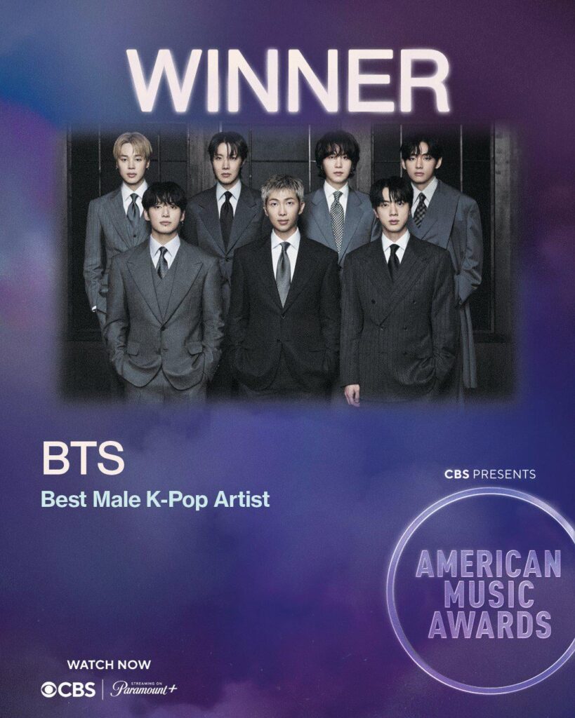 فازت فرقة BTS بجائزة أفضل فنان كيبوب ذكر في حفل توزيع جوائز الموسيقى الأمريكية لعام 2026