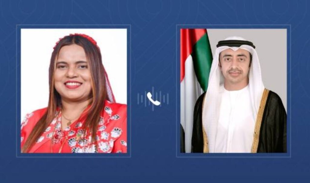 عبدالله بن زايد يهنئ وزيرة خارجية المالديف ويبحثان العلاقات بين البلدين Al Bayan