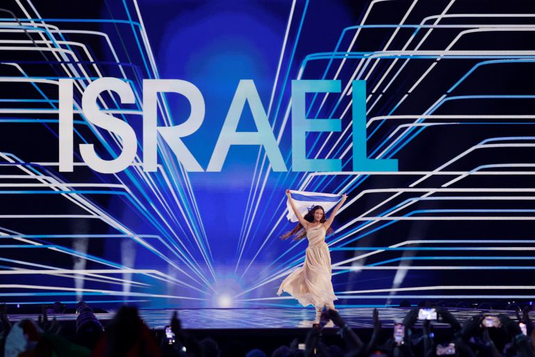 Eden Golan representing Israel walks on stage during the Grand Final of the 2024 Eurovision Song Contest, in Malmo, Sweden, May 11, 2024. REUTERS/Leonhard Foeger