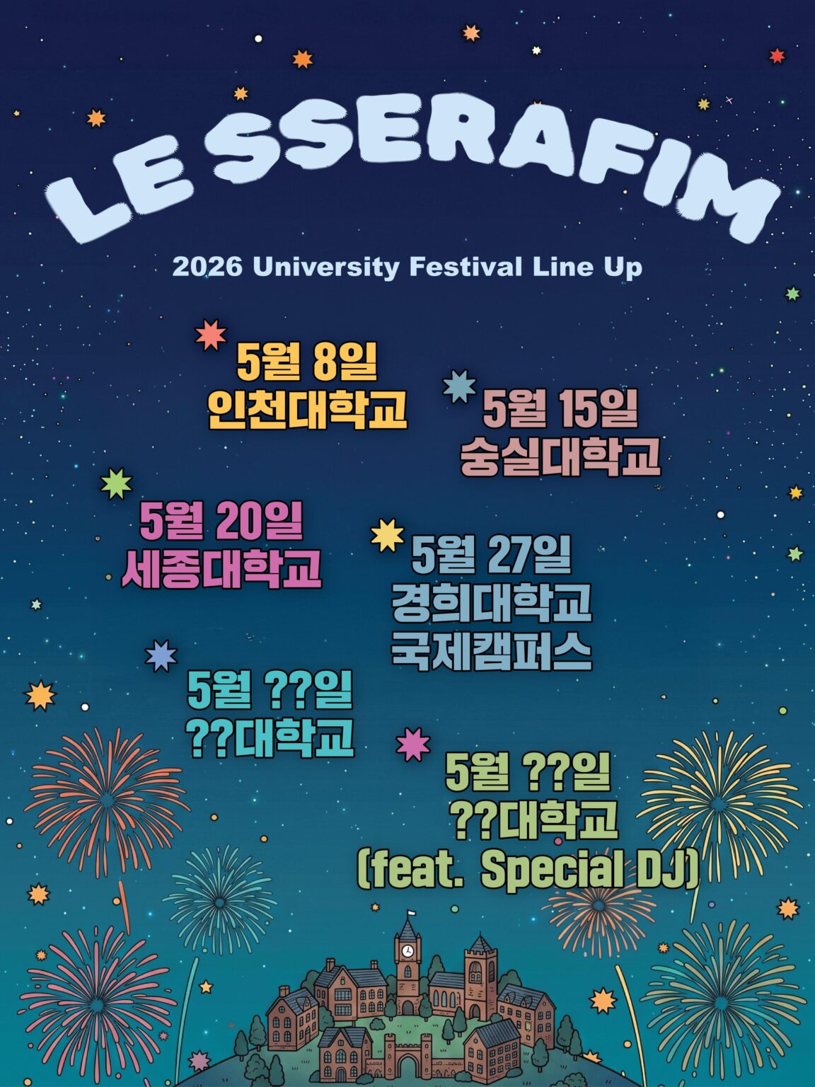 260506 LE SSERAFIM - تشكيلة مهرجان الجامعة لعام 2026 (ملصق الجدول الزمني)