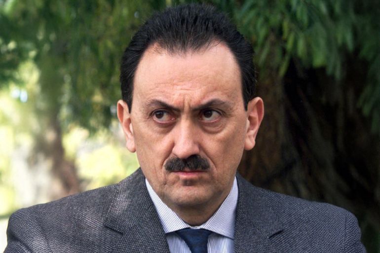 Former Lebanese ambassador to Washington Simon Karam attends the funeral of Tufiq Hindi's mother in Beirut 15 January 2002. The state prosecutor gave Hindi, a leader of the banned Christian Lebanese Forces militia and political advisor of its imprisoned leader Samir Geagea, a permission to attend his mother's funeral under police escort. Hindi, who is accused of having contacts with Israel, was among more than 200 anti-Syrian Christians seized in an army intelligence crackdown last year. AFP PHOTO/Joseph BARRAK (Photo by JOSEPH BARRAK / AFP)