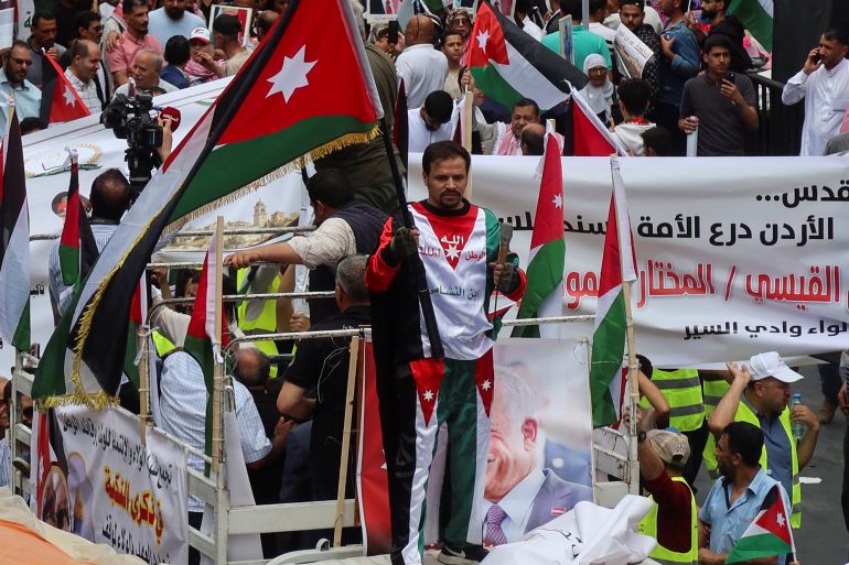 People participate a rally marking the 78th anniversary of the Nakba, in Amman, Jordan May 15, 2026. REUTERS/Jehad Shalbak