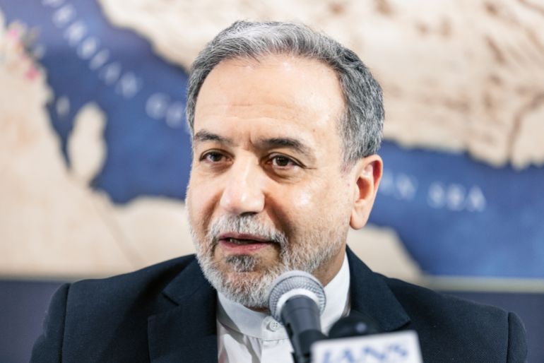 NEW DELHI, INDIA - MAY 15: Iran's Foreign Minister Abbas Araghchi attends a press conference at the Iranian embassy on May 15, 2026 in New Delhi, India. Iranian Foreign Minister Abbas Araghchi is in New Delhi to attend the BRICS Foreign Ministers' meeting that took place from May 14-15, amid geopolitical friction surrounding the ongoing conflict in the Middle East. (Photo by Elke Scholiers/Getty Images)