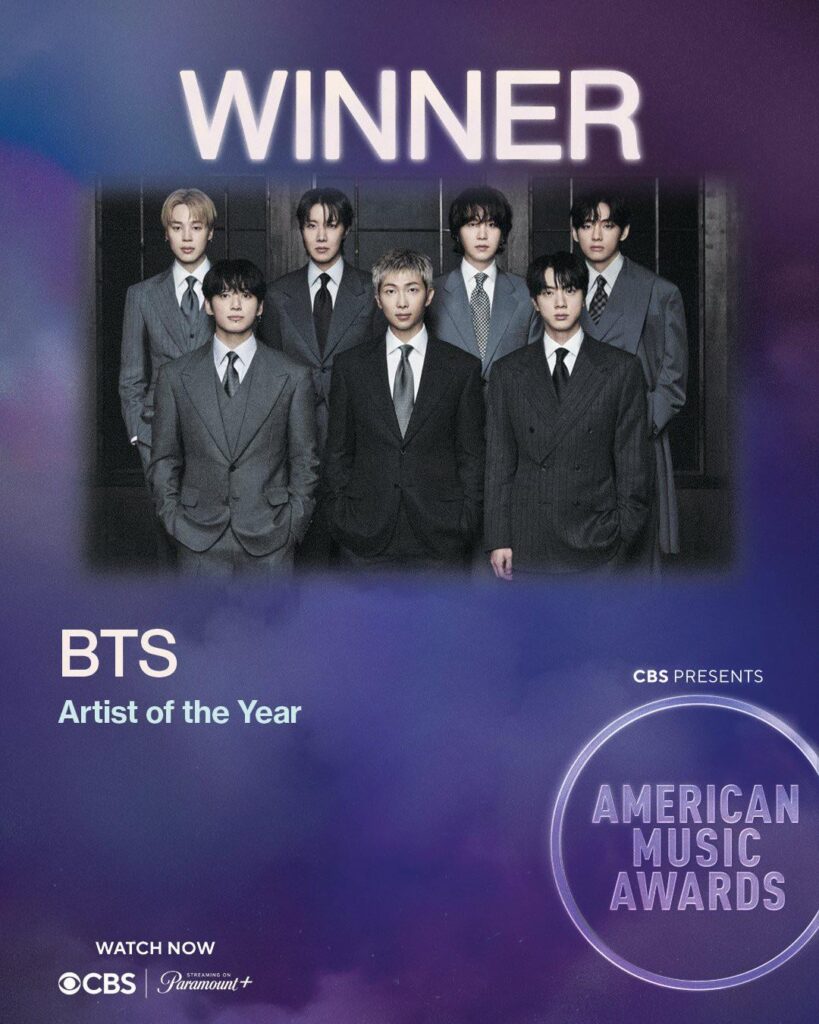 فازت فرقة BTS بجائزة فنان العام في حفل توزيع جوائز الموسيقى الأمريكية لعام 2026