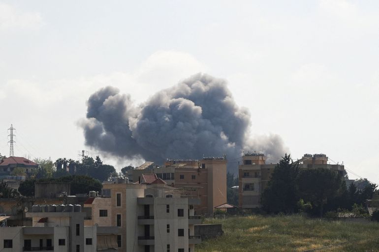 Smoke billows following an Israeli strike in Kfar Joz, Lebanon May 26, 2026. REUTERS/Stringer TPX IMAGES OF THE DAY
