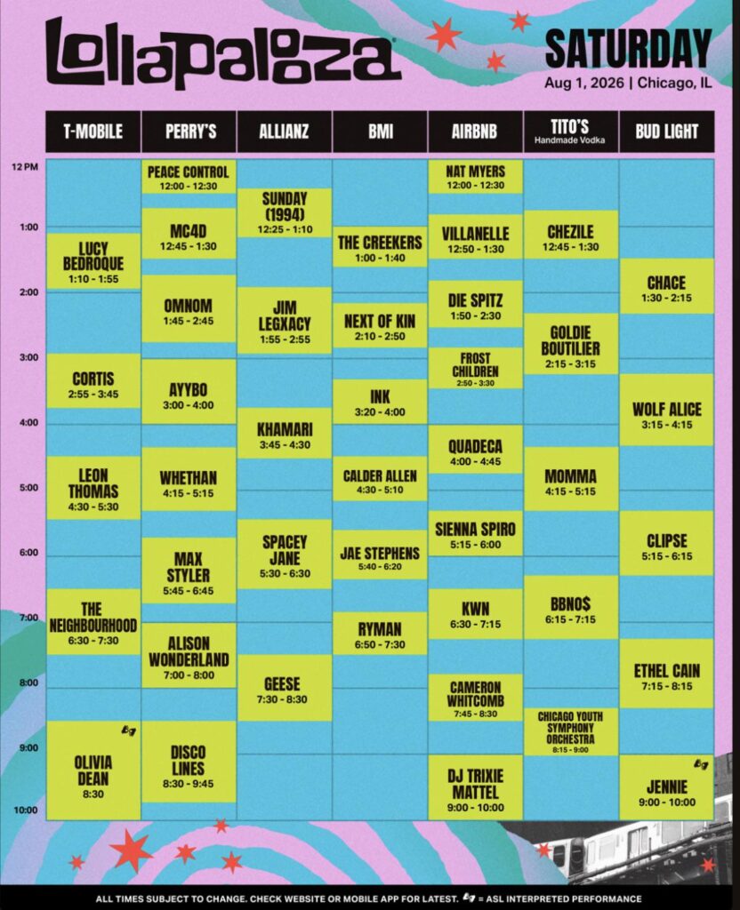 260512 Lollapalooza Chicago 2026: ستؤدي جيني حفلها في 1 أغسطس الساعة 9:00 مساءً بتوقيت وسط أمريكا