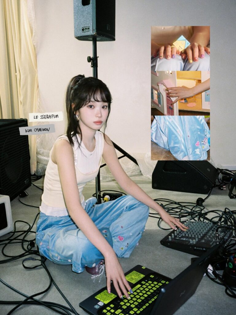 260514 LE SSERAFIM - ألبوم الاستوديو الثاني: PUREFLOW pt.1 (الصورة المفاهيمية 3: PEONY ROOM - Kim Chaewon، Miyawaki Sakura وHuh Yunjin)