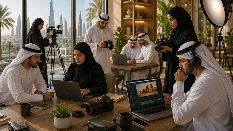 صُنّاع محتوى: المنصات الرقمية أداة مؤثرة لنقل الهوية وتوثيق الذاكرة صورة مُولَّدة بالذكاء الاصطناعي.
