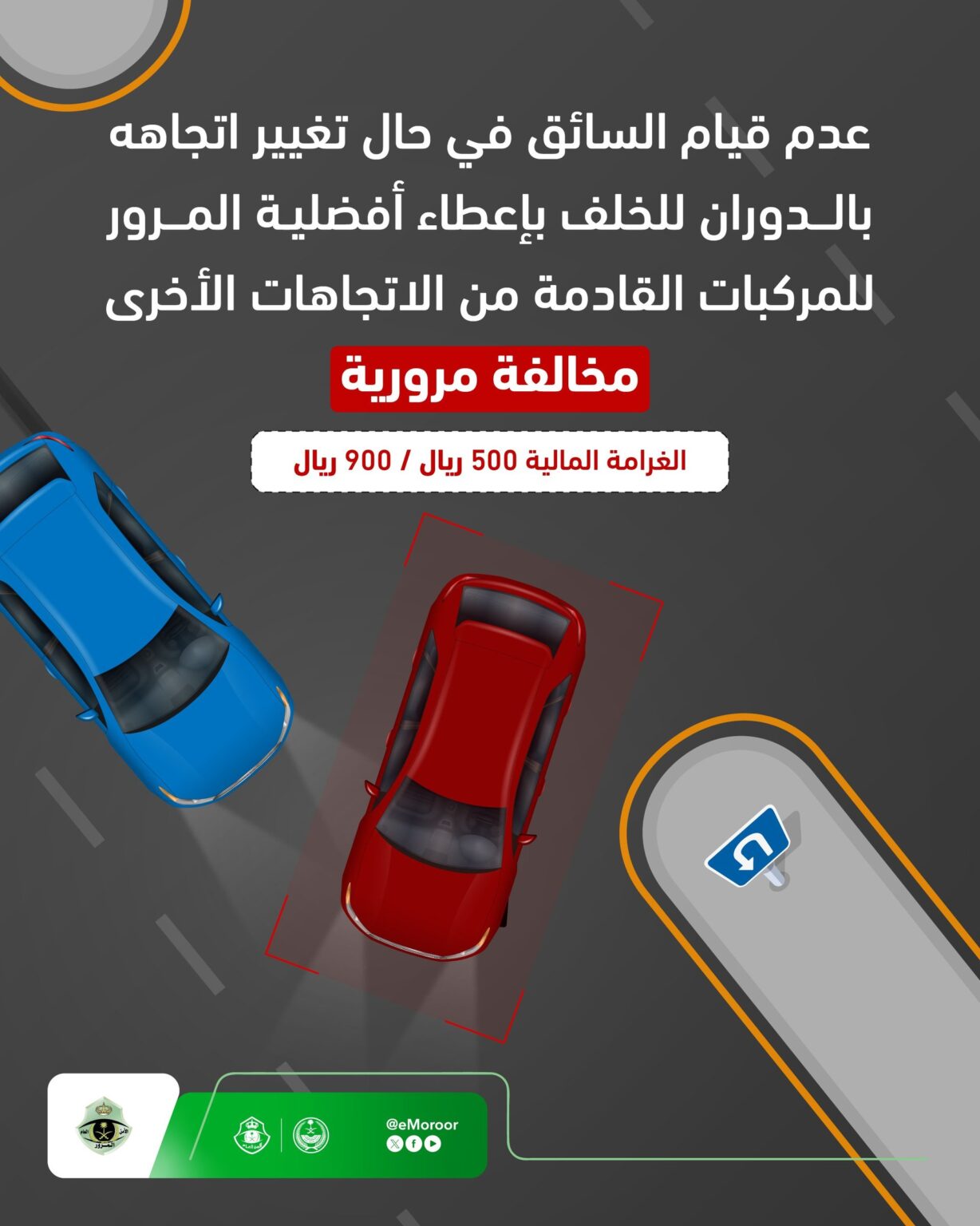 «المرور السعودي» يحدد غرامة عدم إعطاء الأولوية عند الدوران للخلف بـ 900 ريال «المرور السعودي» يحدد غرامة عدم إعطاء الأولوية عند الدوران للخلف بـ 900 ريال
