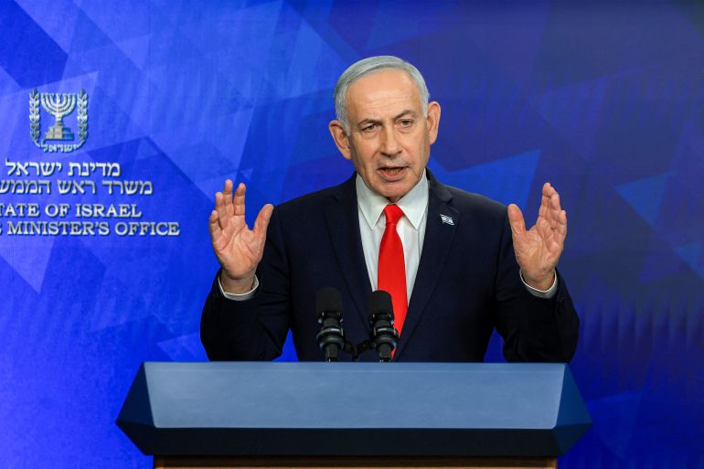 Israel's Prime Minister Benjamin Netanyahu gives a news conference in Jerusalem on June 15, 2026.