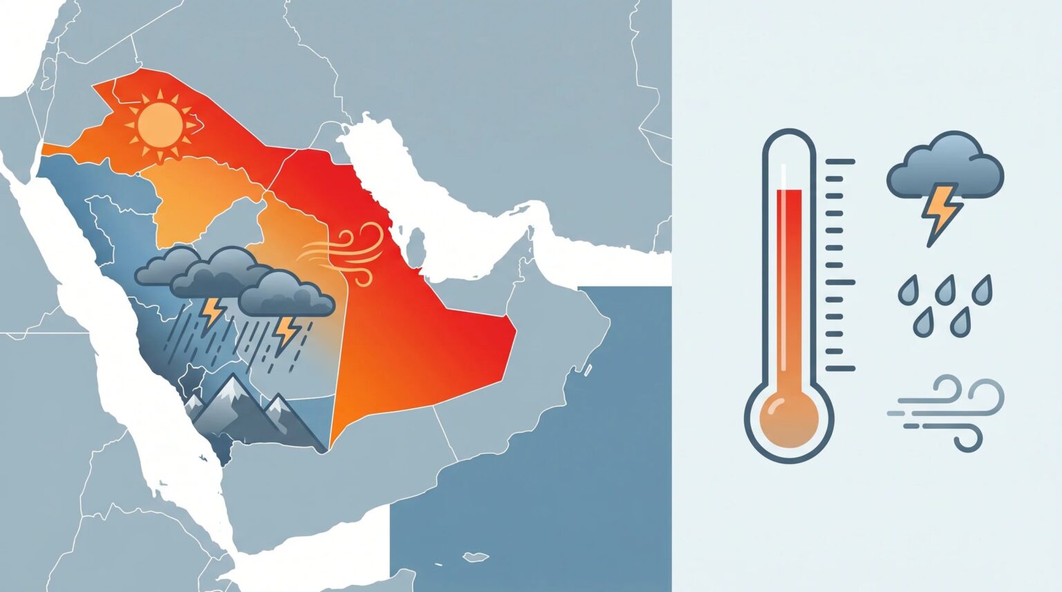 "الأرصاد": حرارة تبلغ 47 درجة بالدمام وأمطار رعدية على 4 مناطق الثلاثاء