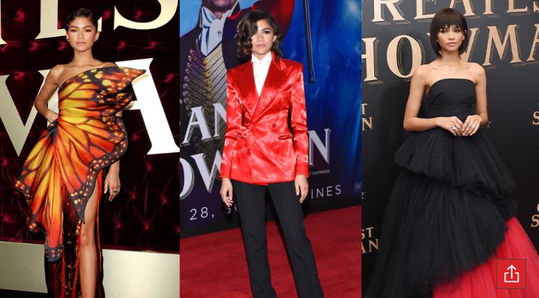 زيندايا في العرض الخاص The Greatest Showman