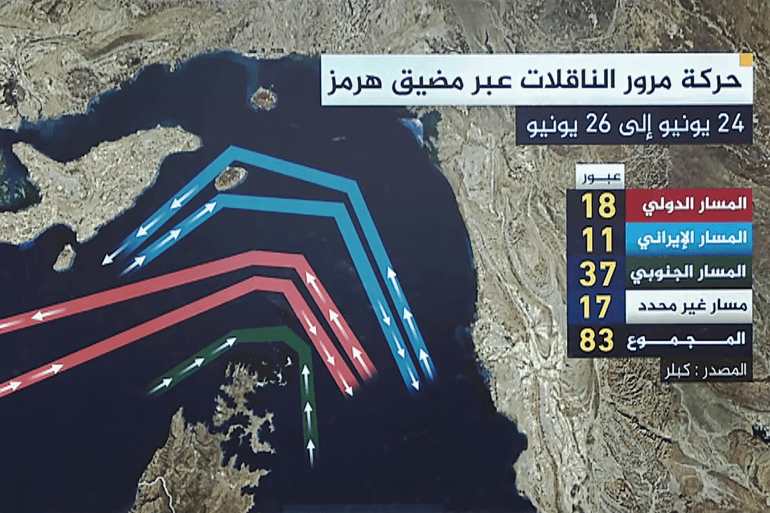 ***داخلية*** حركة مرور الناقلات عبر مضيق هرمز 24 يونيو إلى 26 يونيو