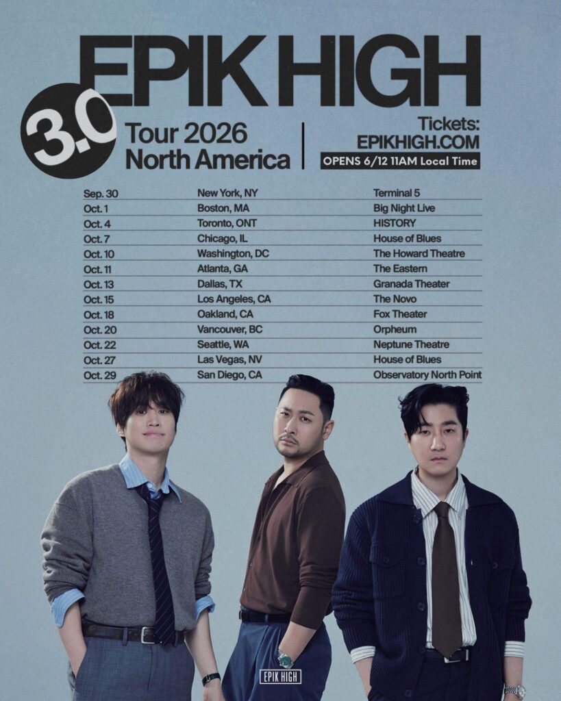 EPIK HIGH - جولة EPIK HIGH 3.0 في أمريكا الشمالية 2026 (ملصق الإعلان)