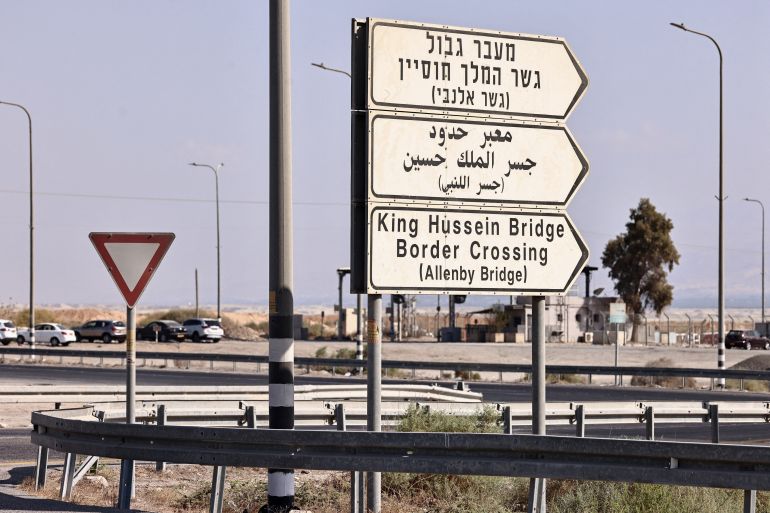 A picture taken on September 24, 2025, shows an Israeli army inspection point on the road leading to the King Hussein (Allenby) bridge, the main border crossing between the Israel-occupied West Bank and Jordan.