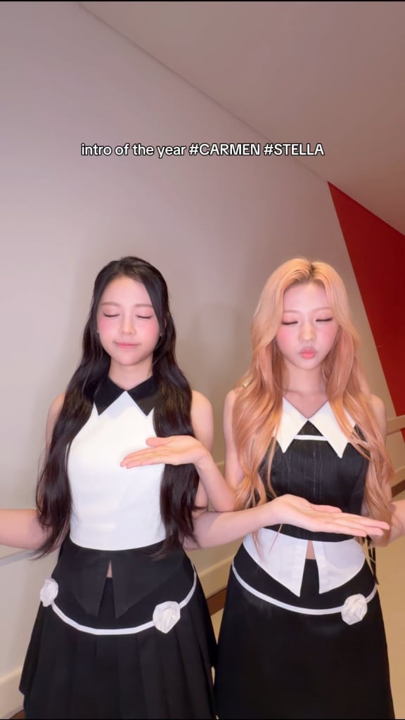 260604 تحديث SSERAFIM TikTok مع Huh Yunjin وHong Eunchae - مقدمة العام مع Hearts2Hearts Carmen & Stella 👀🌴🧁 (تحدي BOOMPALA)