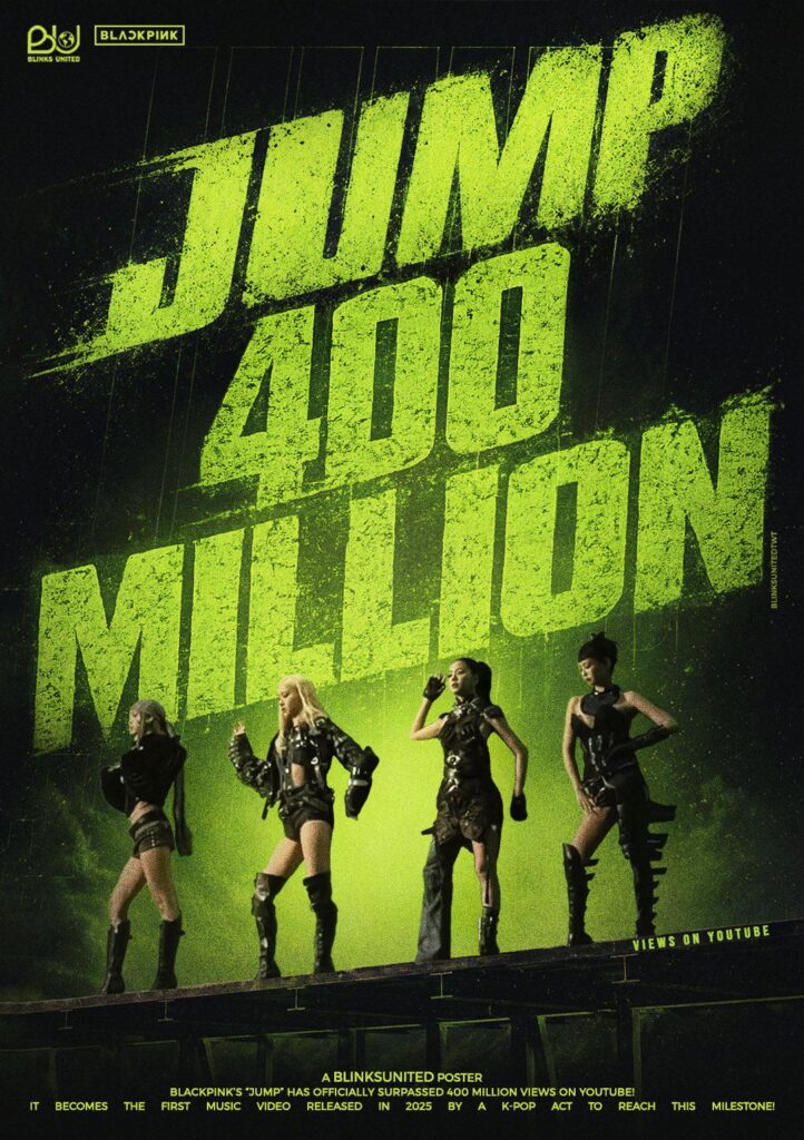 260621 BLACKPINK - أغنية '뛰어(JUMP)' M/V تصل إلى 400 مليون مشاهدة على اليوتيوب!