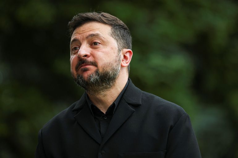 EVIAN-LES-BAINS, FRANCE - JUNE 16: Ukrainian President Volodymyr Zelensky during a meeting with British Prime Minister Keir Starmer on the sidelines of the G7 summit on June 16, 2026 in Evian-les-Bains, France. Leaders from the Group of 7 (G7) countries convened in Evian, France, near the Swiss border, for their annual summit to discuss challenges to peace and security for Ukraine and Europe, the situation in the Middle East, and other geopolitical issues. (Photo by Isabel Infantes - Pool/Getty Images)
