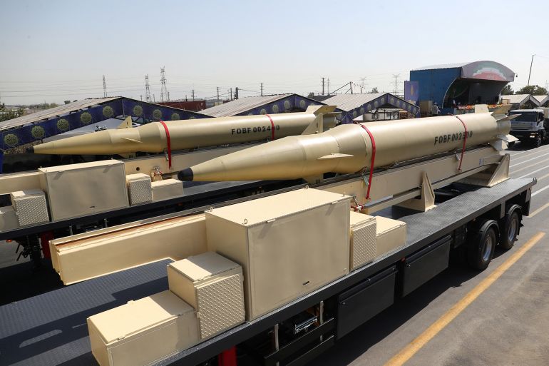 Iranian missiles are seen during the annual military parade in Tehran, Iran, September 22, 2023. Majid Asgaripour/WANA (West Asia News Agency) via REUTERS ATTENTION EDITORS - THIS IMAGE HAS BEEN SUPPLIED BY A THIRD PARTY. ATTENTION EDITORS - THIS PICTURE WAS PROVIDED BY A THIRD PARTY.