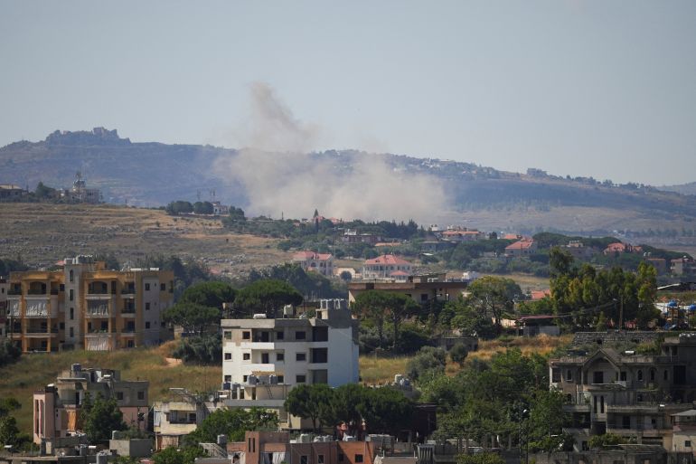 Smoke rises following an Israeli strike in Nabatieh, Lebanon, June 15, 2026. REUTERS/Stringer