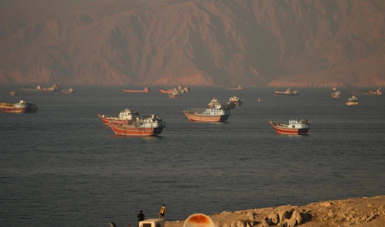 Vessels at the Strait of Hormuz, as seen from Musandam, Oman, June 15, 2026. REUTERS/Stringer