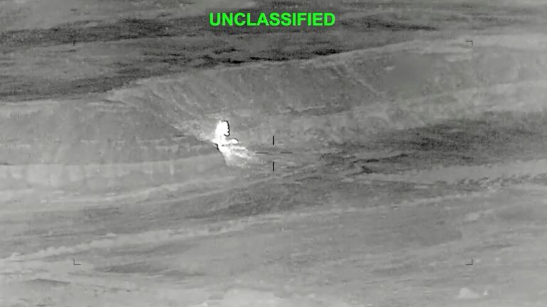A drone footage shows fire and smoke rising, after what the U.S. Central Command said, were strikes on Iran targeting various sites in response to continued Iranian aggression against commercial shipping, at an unknown location in this screengrab from a hadout video released on June 27, 2026. U.S. Central Command/Handout via REUTERS. THIS IMAGE HAS BEEN SUPPLIED BY A THIRD PARTY. MANDATORY CREDIT. TEXT OVERLAY FROM SOURCE. VERIFICATION: - Location and date could not be verified - No earlier version of the video found posted online before Saturday, June 27