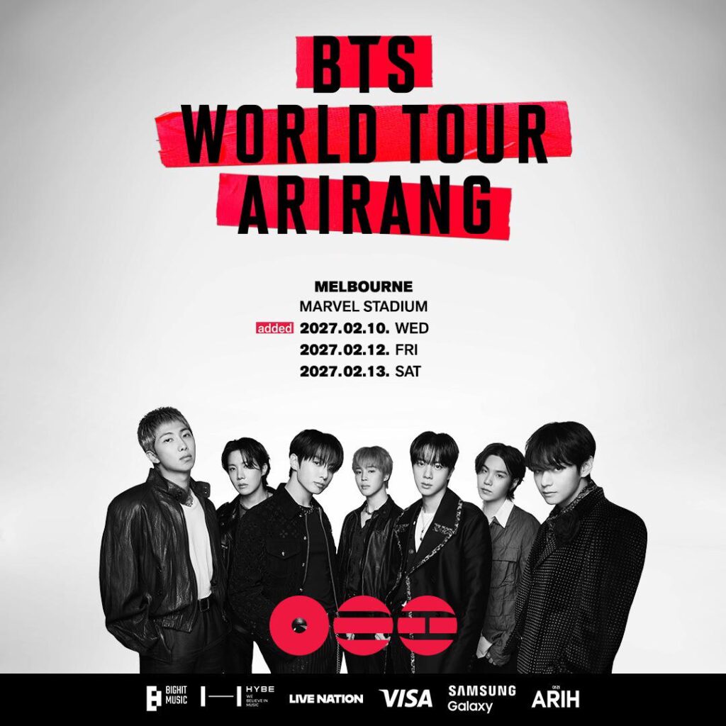 BTS - 2026-2027 جولة BTS العالمية: ARIRANG في ملبورن (ملصق إعلان العرض الإضافي)