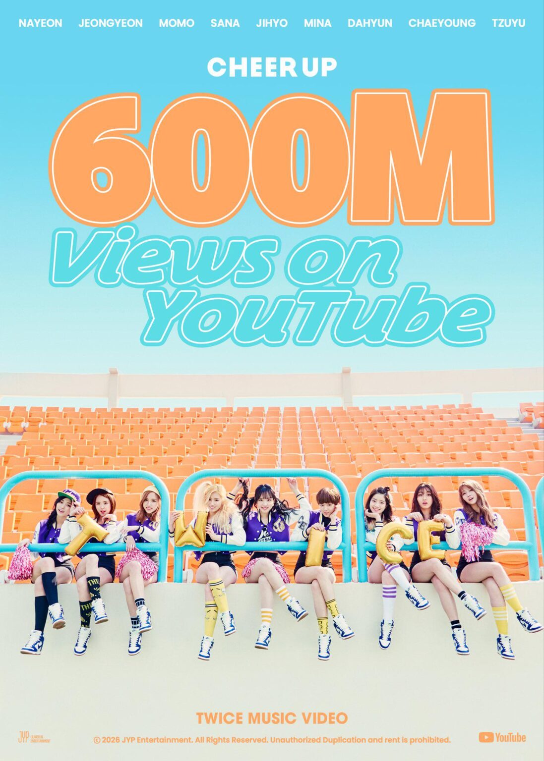260620 تحديث تويتر - أغنية TWICE "CHEER UP" M/V ✨600 مليون مشاهدة✨