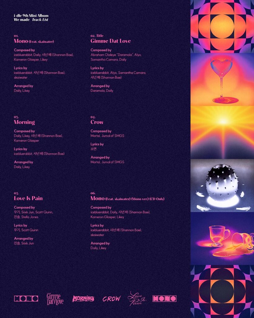 i-dle - الألبوم المصغر التاسع: لقد صنعنا (قائمة الأغاني)
