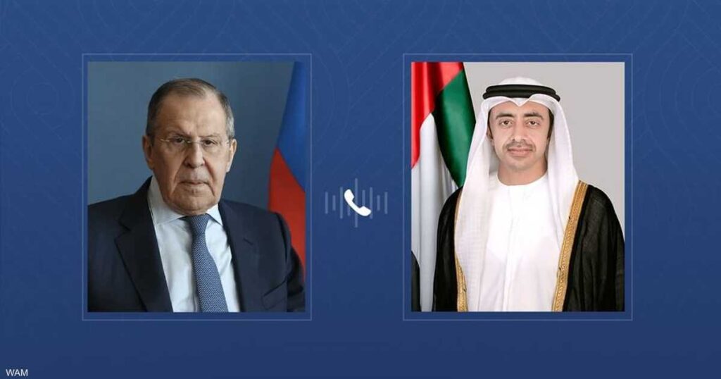 عبدالله بن زايد يتلقى اتصالا هاتفيا من وزير الخارجية الروسي عبدالله بن زايد يتلقى اتصالا هاتفيا من وزير الخارجية الروسي