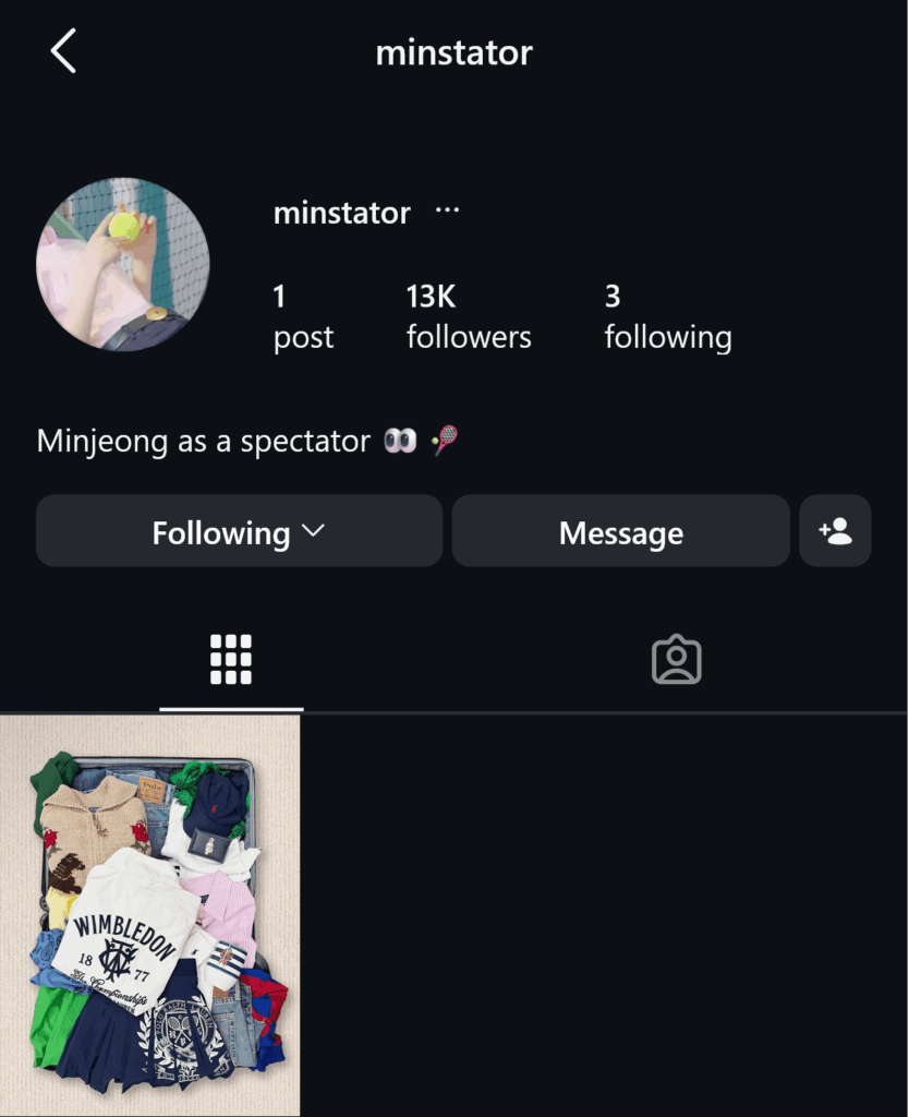 260709 افتتح بولو رالف لورين حسابًا على إنستغرام "minstator" لحضور الشتاء في بطولة ويمبلدون 2026